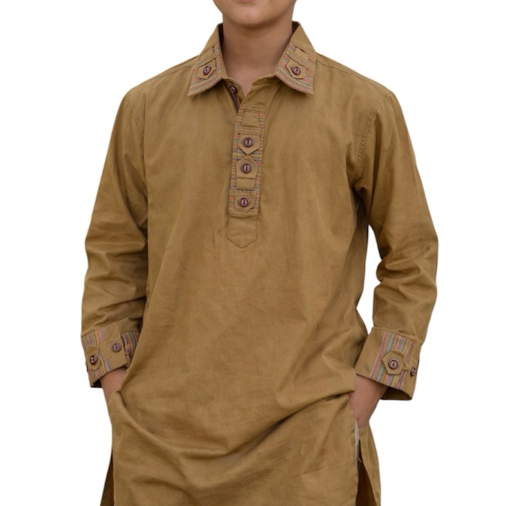 Aleeshah boy’s brown embroidered shalwar kameez top size 12